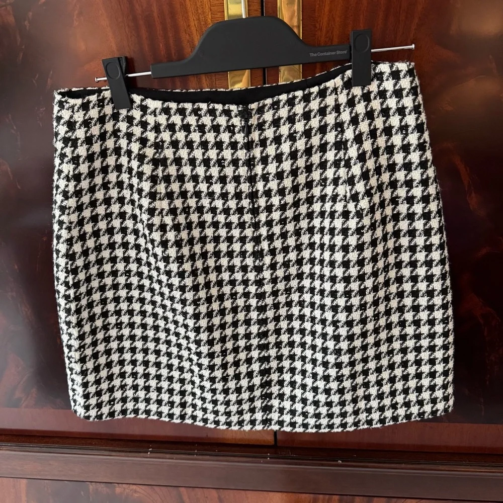 NWT Lilly Pulitzer Kels Mini Skirt Noir Houndstooth Sequin Bouclé 10